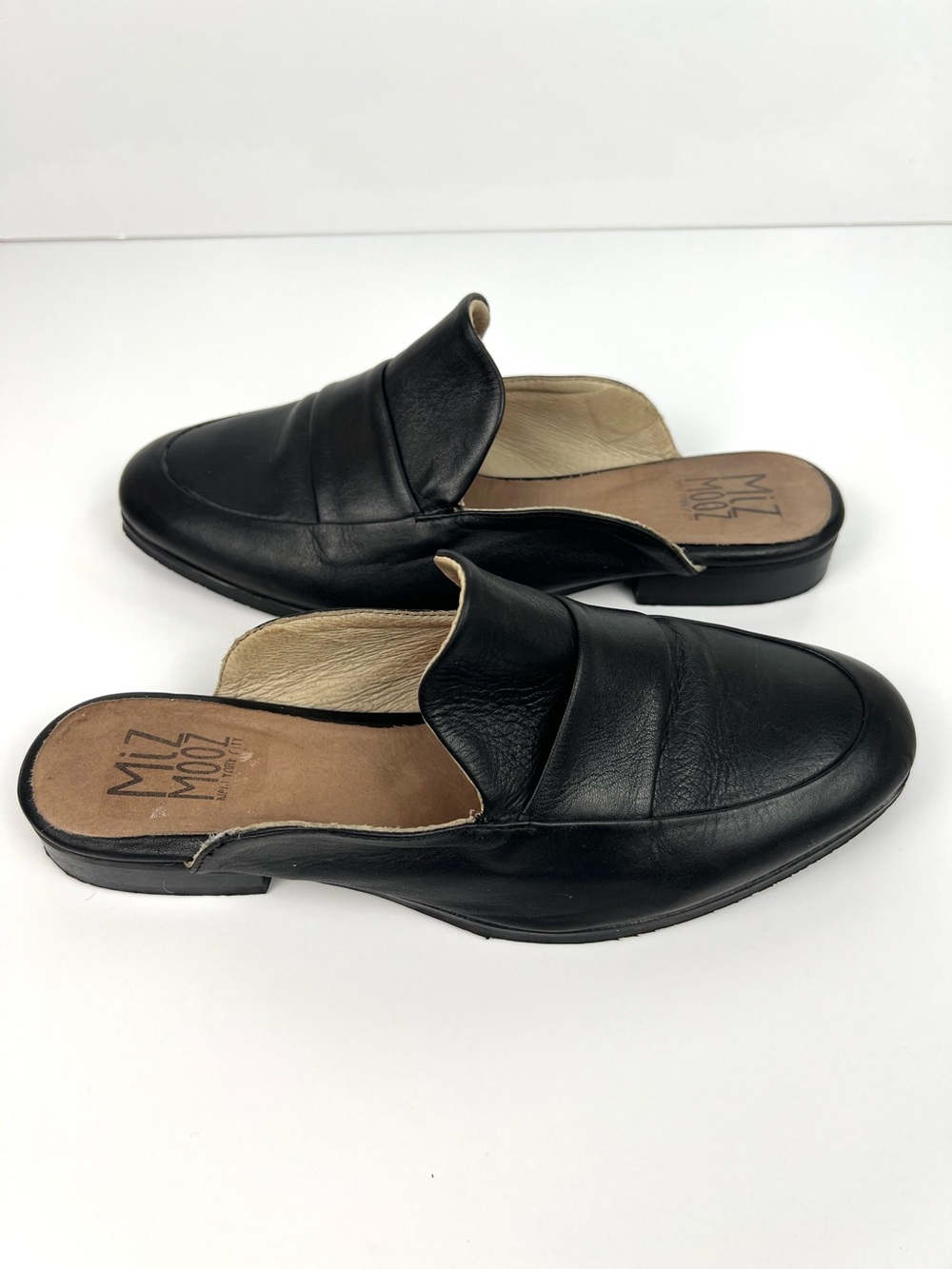 Miz Mooz Karlene Leather Loafer Mule Slide Size 8 Black Summer Career Comfy